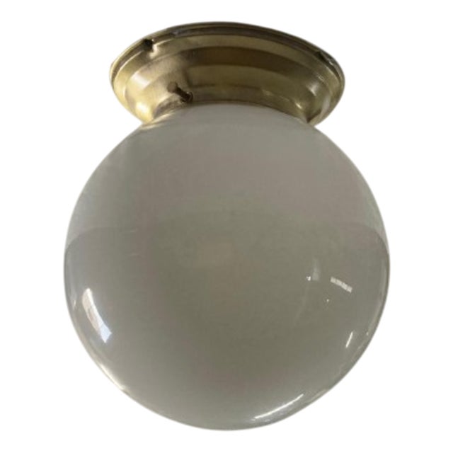 Art Deco Ceiling Lamp in Light White Opal Glass, 1930s For Sale