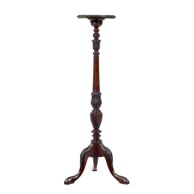 Early 20th Century Carved Mahogany Pedestal Stand, 1920s For Sale - Image 6 of 7