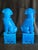 Mid 20th Century Mid-Century Vintage Turquoise Blue Foo Dogs. Matching Pair For Sale - Image 5 of 12