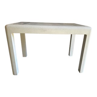 1970s Karl Springer Lizard Pattern Leather Clad White Backgammon Game Table For Sale