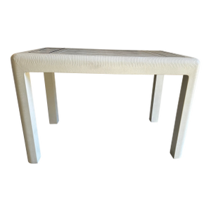 1970s Karl Springer Lizard Pattern Leather Clad White Backgammon Game Table