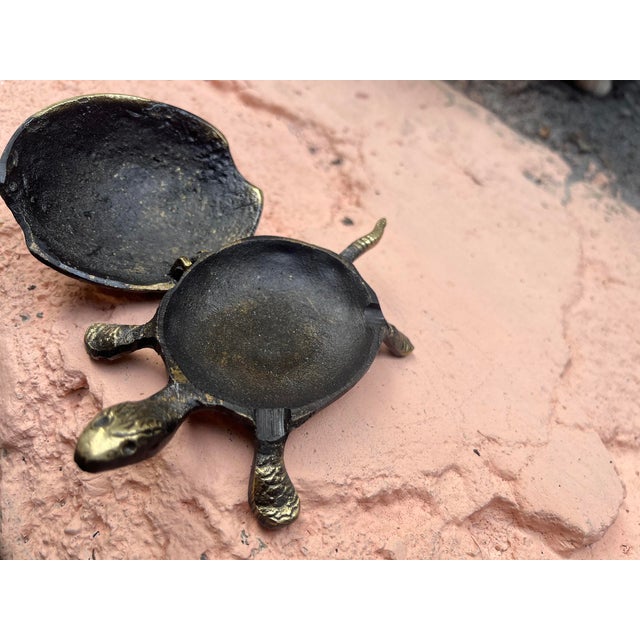 Brass Turtle Ashtray with Lid For Sale - Image 9 of 11