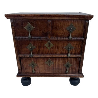 Miniature Antique George Iii Style Curly Maple Chest For Sale