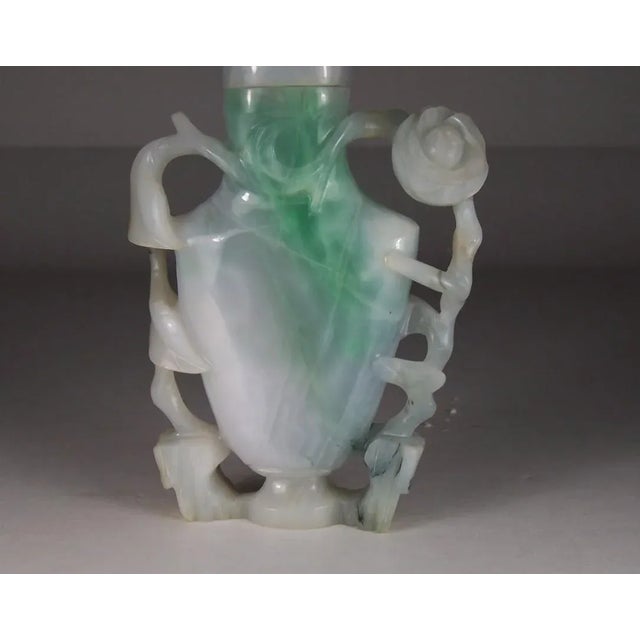 Green Jade Jadeite Apple Green and White Table Size Snuff Bottle For Sale - Image 8 of 13