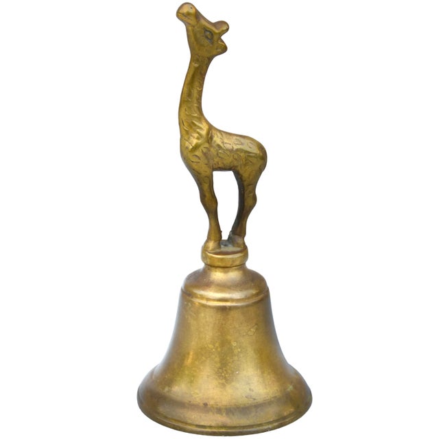 American Mid 20th Century Handmade Americana Brass Giraffe-Figurine Bell For Sale - Image 3 of 6