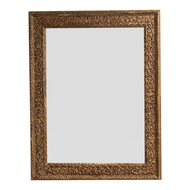1900-1909 France Antique Gold Carved Giltwood Mirror For Sale
