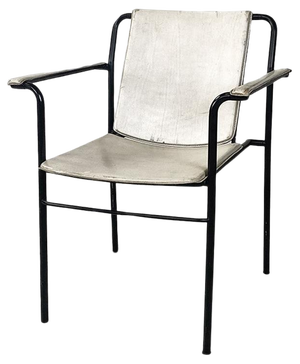 Italian Modern Folding Chair in White Leather and Black Metal, 1980s