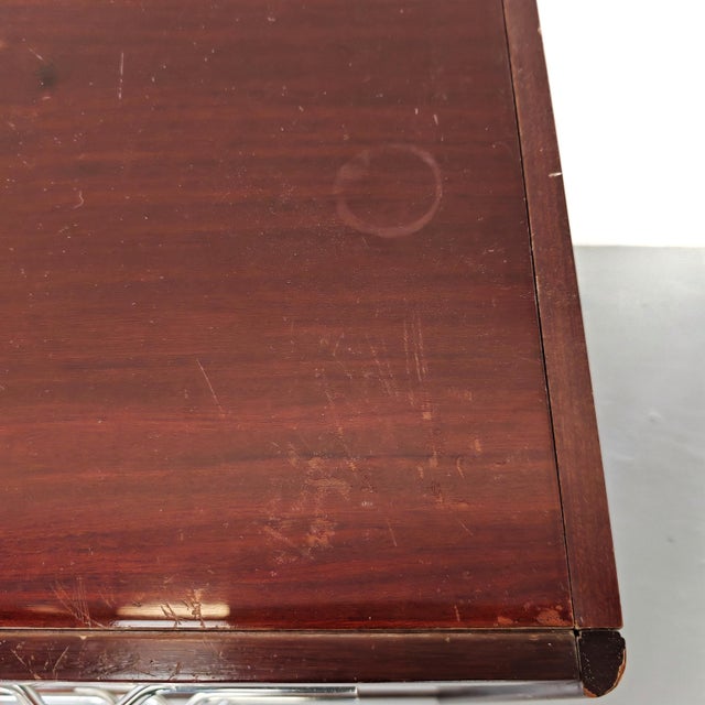 Vintage Walnut Bedside Tables with Metal Inserts, Italy, 1970s, Set of 2 For Sale - Image 12 of 18