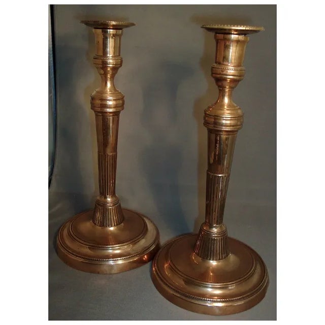 Antique 18th Century Continental Brass Candlesticks - a Pair For Sale In New York - Image 6 of 7