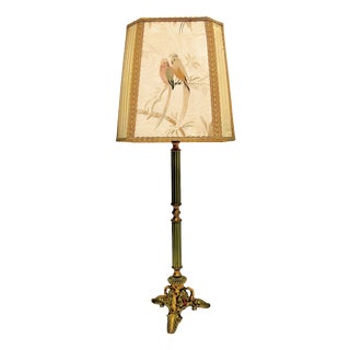 Louis XV French Polychrome and Gilded Tripod Table Lamp, 1930s For Sale