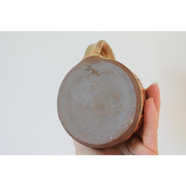Ceramic Vintage Signed Studio Art Textured Pottery Coffee Mug For Sale - Image 7 of 8