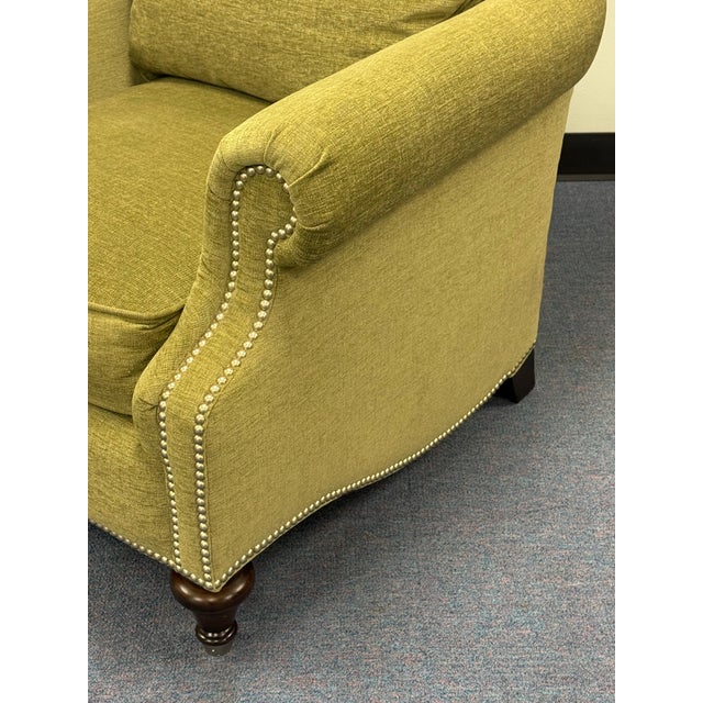 Wood Bassett Upholstered Rolled Arm Upholstered Chair For Sale - Image 7 of 11