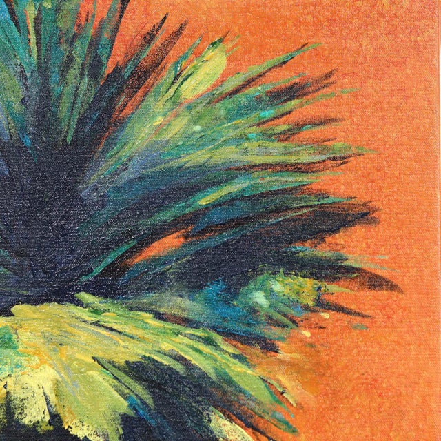 Golden Hour Palm - Tall Original Palm Tree Landscape Acrylic Painting on Canvas by Kathleen Keifer For Sale In Los Angeles - Image 6 of 8