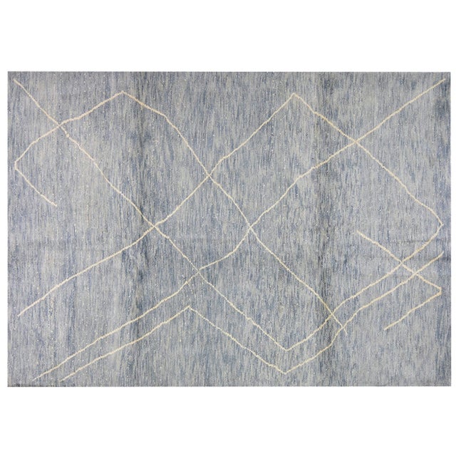1960s Moroccan Hand Knotted Modern Rug Organic Wool Natural Color With Soft Texture,6'7"x9'3" For Sale - Image 5 of 5