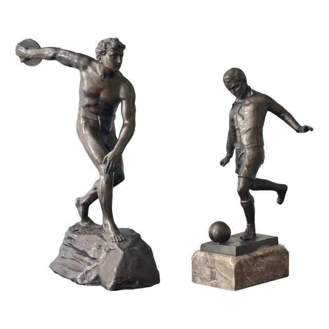 Art Deco Bronze Statues, Germany, 1930s, Set of 2 For Sale