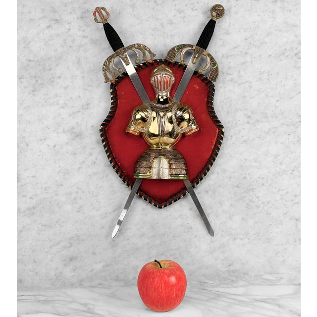 Spanish Revival Vintage Spanish Revival Medieval Knight Coat of Arms Wall Plaque For Sale - Image 3 of 10