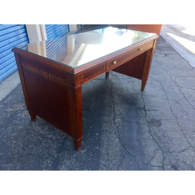 Red Mahogany & Tiger Wood Executive Desk Chairish