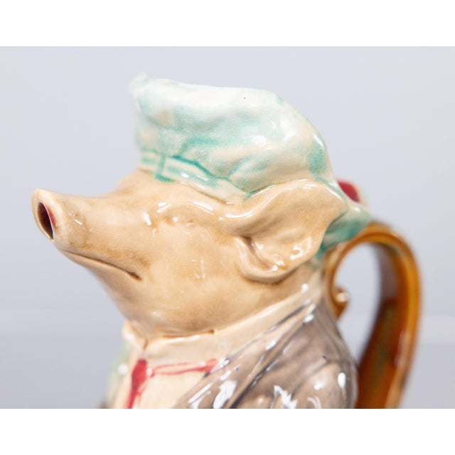 19th Century French Onnaing Majolica Pig Waiter Pitcher For Sale - Image 4 of 9