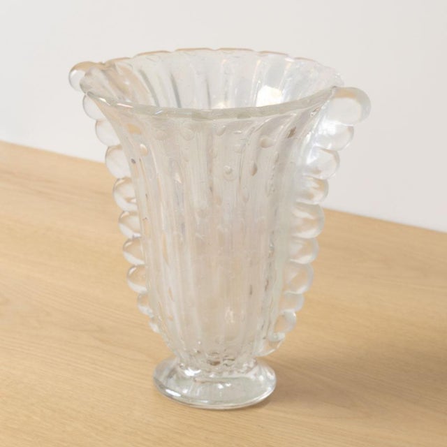 Glass 1940s Italian Barovier Scalloped Glass Vase For Sale - Image 7 of 12