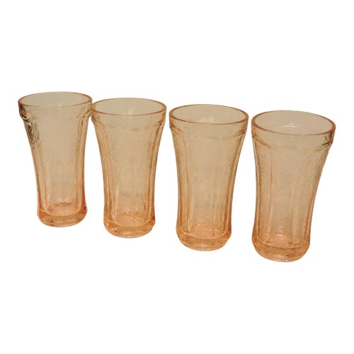 Late 20th Century Indiana Glass Recollection Pink Flat Tumblers Glasses- Set of 4