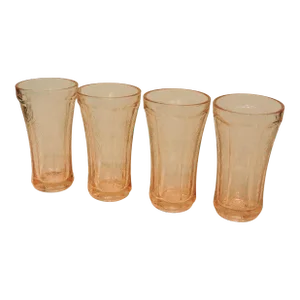 Late 20th Century Indiana Glass Recollection Pink Flat Tumblers Glasses- Set of 4