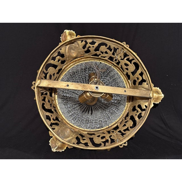 1970s Baroque Bronze Crystal Gold Ceiling Lamp Chandelier For Sale - Image 13 of 16