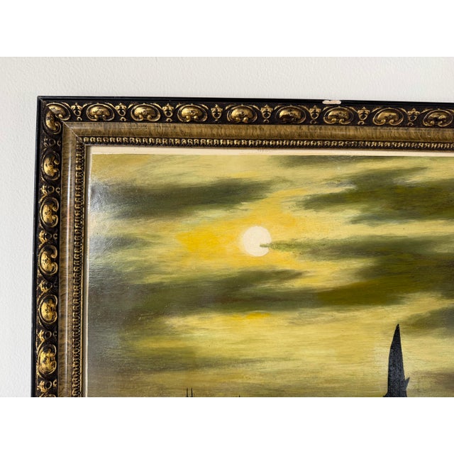 1980s 1980s Vintage S. A. Hasan Ocean Boats Seascape Oil on Masonite Painting, Framed For Sale - Image 5 of 11