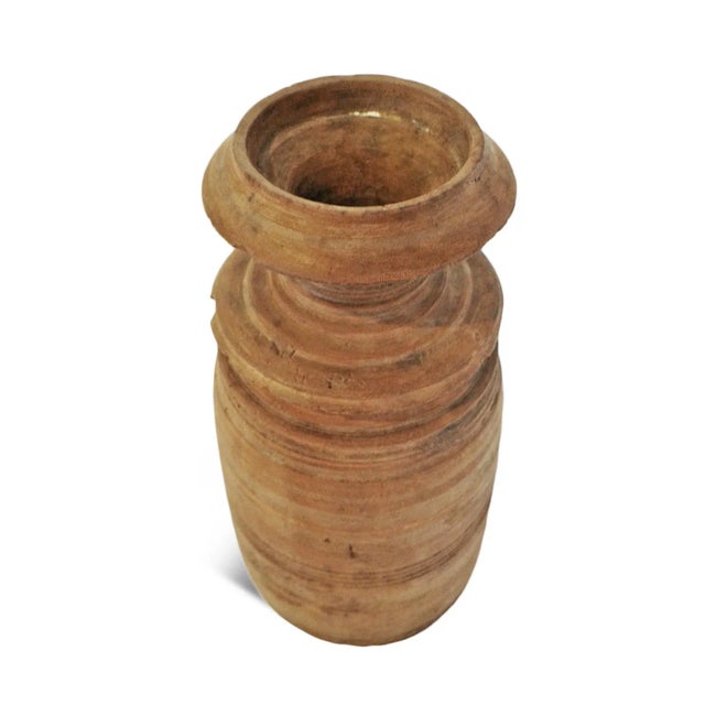 Vintage old wood carved pot from India. Wonderful character with signs of age and use. Each unique and sold individually.