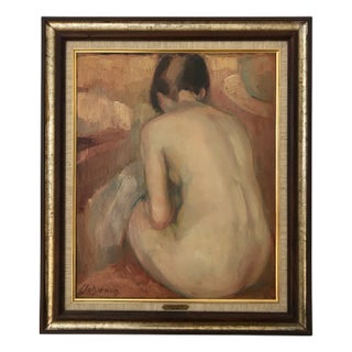 Louis Henri Salzmann, Dos de femme nue assise, Oil on Wood, Framed For Sale