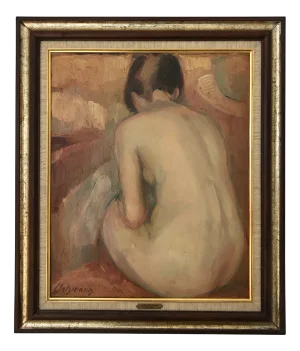 Louis Henri Salzmann, Dos de femme nue assise, Oil on Wood, Framed