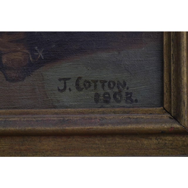 J. Cotton Oil on Canvas Painting of Noblemen by Fireplace - Signed For Sale In Philadelphia - Image 6 of 11