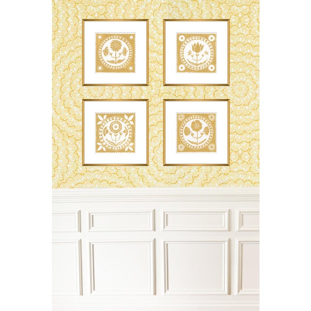 Bring timeless charm and modern minimalism to your walls with this bold mustard yellow-and-white sunflower design....