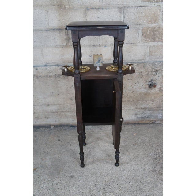 Cushman of Vermont Antique Early 20th Century h.t. Cushman Petite Smoking Stand Humidor Ashtray For Sale - Image 4 of 12