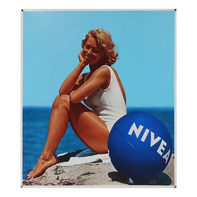 Large Vintage Belgian Advertising Sign for Nivea Cosmetics, 1970s For Sale