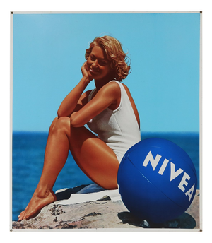 Large Vintage Belgian Advertising Sign for Nivea Cosmetics, 1970s