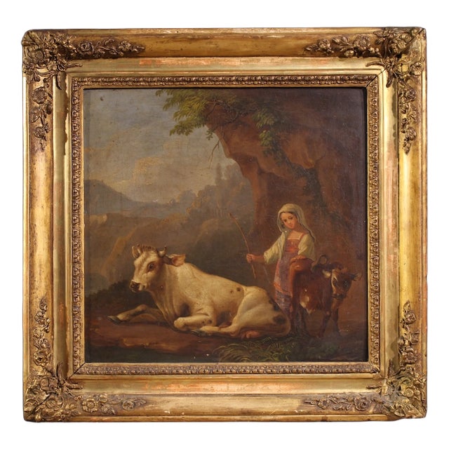 Italian Artist, Bucolic Landscape, 1830, Oil on Panel For Sale