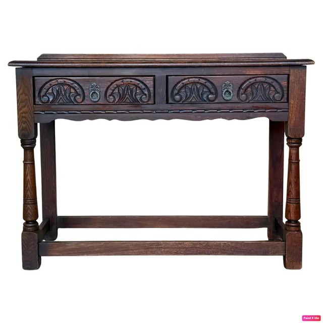 Spanish Country Walnut Sofa Table or Console Table with Carved Drawers, 1890s For Sale - Image 17 of 17