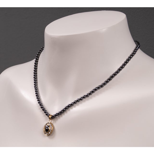 Hematite Costume Jewelry Necklace with Earrings, 1950s, Set of 3 For Sale - Image 14 of 16