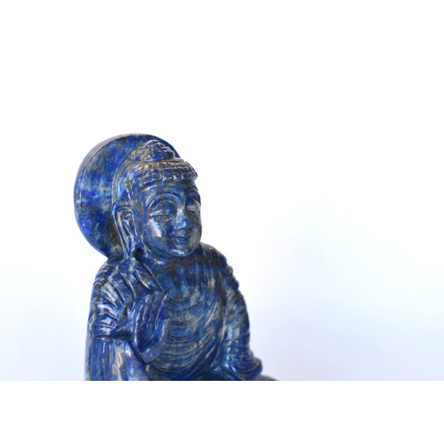 Gemstone Late 20th Century Lapis Lazuli Smiling Buddha Statue Indian For Sale - Image 7 of 9