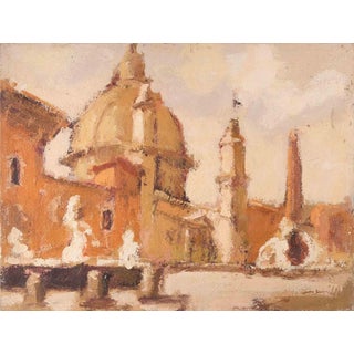 Franco Marzilli, View of Rome, Oil Painting, 1970s For Sale