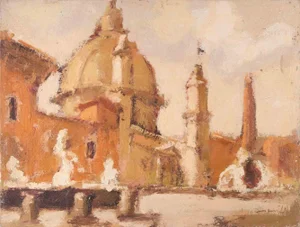 Franco Marzilli, View of Rome, Oil Painting, 1970s