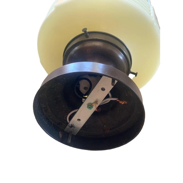 1930s Painted Custard Shade on Bronze Flush Mount For Sale In Los Angeles - Image 6 of 7