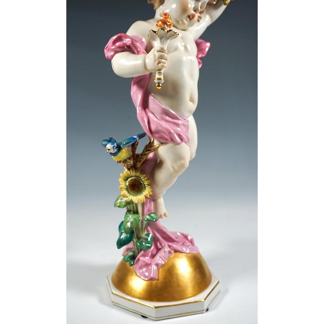 Large Putto the Day Figure in Porcelain attributed to Heinrich Schwabe for Meissen, 1930s For Sale - Image 9 of 11