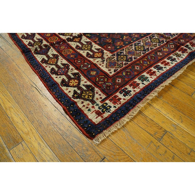 Textile 1900s Blue Navy Geometric Tribal Antique S. Persian Ghashgaie Rug 5'8" X 6'6" Handknotted Wool Carpet For Sale - Image 7 of 7