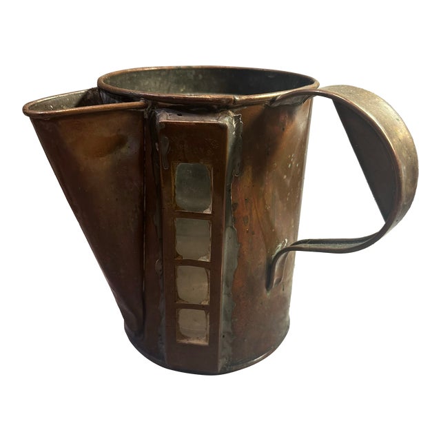 Antique Copper Pitcher With Measuring Window For Sale