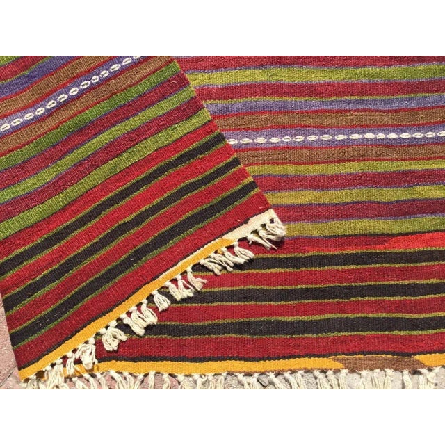 Vintage Striped Turkish Kilim Rug, 115" X 64" For Sale - Image 10 of 11