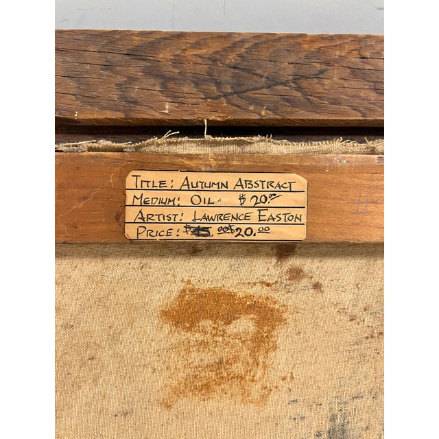 C.1960s Modernist Autumnal Abstract Oil Painting by Lawrence Easton For Sale In Boston - Image 6 of 6