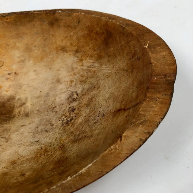Vintage Hand Crafted Wood Dough Bowl For Sale - Image 9 of 11