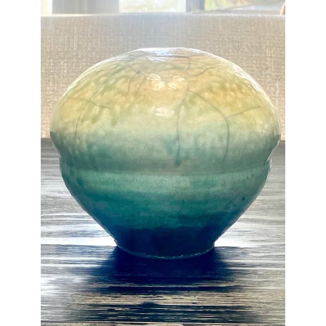 Vintage Raku Studio Pottery Vase by Joe Winter For Sale - Image 4 of 9