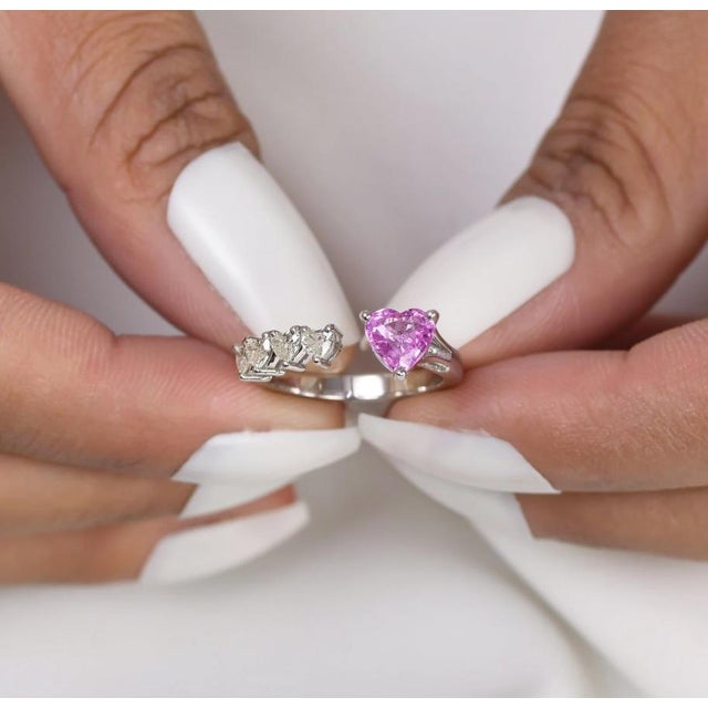 Natural 1.48 cts pink sapphire 048 cts diamond ring in 18k gold For Sale - Image 18 of 18